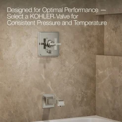 Rite-Temp® bath and shower trim kit with push-button diverter and cross handle, 2.5 gpm