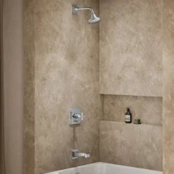 Rite-Temp® bath and shower trim kit with push-button diverter and cross handle, 2.5 gpm