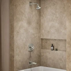 Rite-Temp® bath and shower trim kit with push-button diverter and cross handle, 2.5 gpm