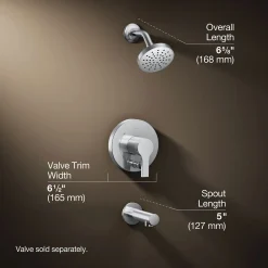 Rite-Temp® bath and shower trim kit with push-button diverter, 1.5 gpm