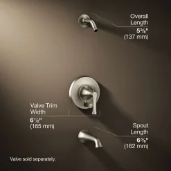 Rite-Temp® bath and shower trim kit with push-button diverter, without showerhead