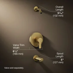 Rite-Temp® bath and shower trim kit with push-button diverter, without showerhead