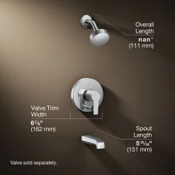 Rite-Temp® bath and shower trim kit with push-button diverter, 1.75 gpm