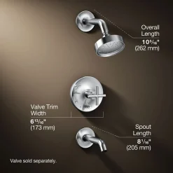Rite-Temp® bath and shower trim kit with push-button diverter and cross handle, 1.75 gpm