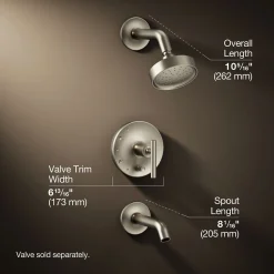 Rite-Temp® bath and shower trim kit with push-button diverter and lever handle, 1.75 gpm