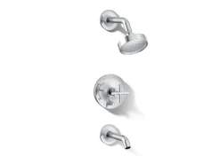 Rite-Temp® bath and shower trim kit with push-button diverter and cross handle, 2.5 gpm