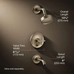 Rite-Temp® bath and shower trim kit with push-button diverter and cross handle, 2.5 gpm