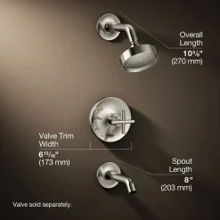 Rite-Temp® bath and shower trim kit with push-button diverter and cross handle, 2.5 gpm