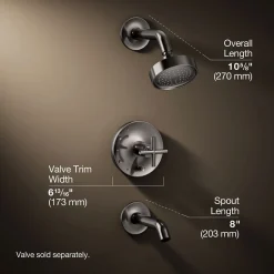 Rite-Temp® bath and shower trim kit with push-button diverter and cross handle, 2.5 gpm
