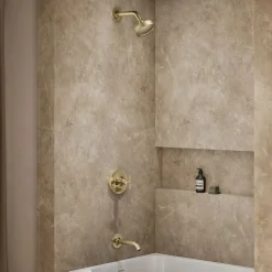 Rite-Temp® bath and shower trim kit with push-button diverter and cross handle, 2.5 gpm