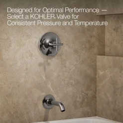 Rite-Temp® bath and shower trim kit with push-button diverter and cross handle, 2.5 gpm