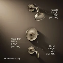 Rite-Temp® bath and shower trim kit with push-button diverter and cross handle, 2.5 gpm