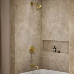 Rite-Temp® bath and shower trim kit with push-button diverter and cross handle, 2.5 gpm