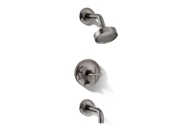 Rite-Temp® bath and shower trim kit with push-button diverter and cross handle, 2.5 gpm