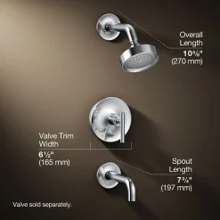 Rite-Temp® bath and shower trim kit with push-button diverter and lever handle, 2.5 gpm