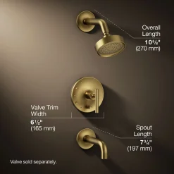 Rite-Temp® bath and shower trim kit with push-button diverter and lever handle, 2.5 gpm