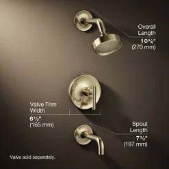 Rite-Temp® bath and shower trim kit with push-button diverter and lever handle, 2.5 gpm
