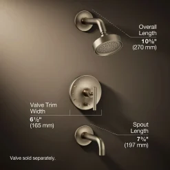 Rite-Temp® bath and shower trim kit with push-button diverter and lever handle, 2.5 gpm