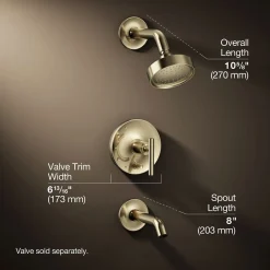 Rite-Temp® bath and shower trim kit with push-button diverter and lever handle, 2.5 gpm