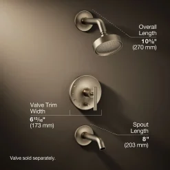 Rite-Temp® bath and shower trim kit with push-button diverter and lever handle, 2.5 gpm