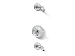 Rite-Temp® bath and shower trim kit with push-button diverter and cross handle, without showerhead