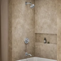 Rite-Temp® bath and shower trim kit with push-button diverter and cross handle, without showerhead