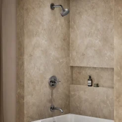 Rite-Temp® bath and shower trim kit with push-button diverter and cross handle, without showerhead