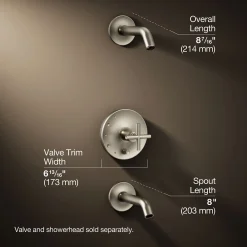 Rite-Temp® bath and shower trim kit with push-button diverter and cross handle, without showerhead