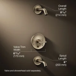 Rite-Temp® bath and shower trim kit with push-button diverter and cross handle, without showerhead