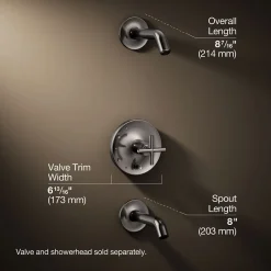 Rite-Temp® bath and shower trim kit with push-button diverter and cross handle, without showerhead