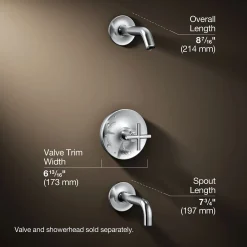 Rite-Temp® bath and shower trim kit with push-button diverter and cross handle, without showerhead