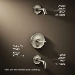 Rite-Temp® bath and shower trim kit with push-button diverter and cross handle, without showerhead