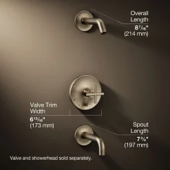 Rite-Temp® bath and shower trim kit with push-button diverter and cross handle, without showerhead
