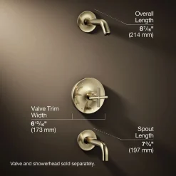 Rite-Temp® bath and shower trim kit with push-button diverter and cross handle, without showerhead