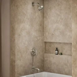 Rite-Temp® bath and shower trim kit with push-button diverter and lever handle, without showerhead