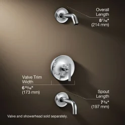 Rite-Temp® bath and shower trim kit with push-button diverter and lever handle, without showerhead