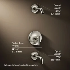 Rite-Temp® bath and shower trim kit with push-button diverter and lever handle, without showerhead