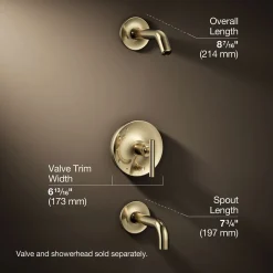 Rite-Temp® bath and shower trim kit with push-button diverter and lever handle, without showerhead