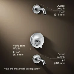 Rite-Temp® bath and shower trim kit with push-button diverter and lever handle, without showerhead