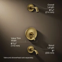 Rite-Temp® bath and shower trim kit with push-button diverter and lever handle, without showerhead