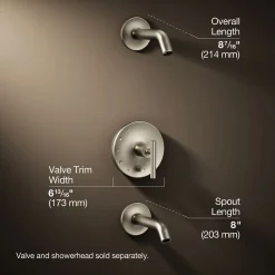 Rite-Temp® bath and shower trim kit with push-button diverter and lever handle, without showerhead