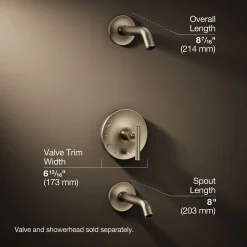 Rite-Temp® bath and shower trim kit with push-button diverter and lever handle, without showerhead