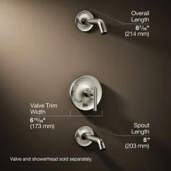Rite-Temp® bath and shower trim kit with push-button diverter and lever handle, without showerhead