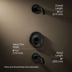 Rite-Temp® bath and shower trim kit with push-button diverter and lever handle, without showerhead