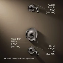 Rite-Temp® bath and shower trim kit with push-button diverter and lever handle, without showerhead