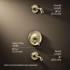 Rite-Temp® bath and shower trim kit with push-button diverter and lever handle, without showerhead
