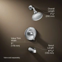 Rite-Temp® bath and shower trim kit, 1.75 gpm, slip-fit spout