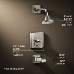 Rite-Temp® bath and shower trim kit with push-button diverter and lever handle, 2.5 gpm