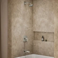 Rite-Temp® bath and shower trim kit with push-button diverter and lever handle, without showerhead