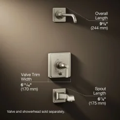 Rite-Temp® bath and shower trim kit with push-button diverter and lever handle, without showerhead